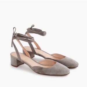 *NEW* Ankle-wrap Slingback Heels In Suede